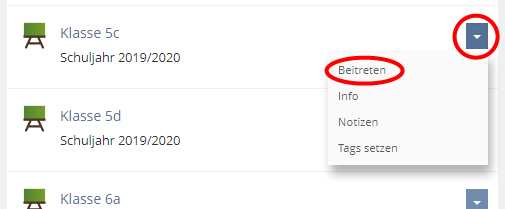 klasse beitreten